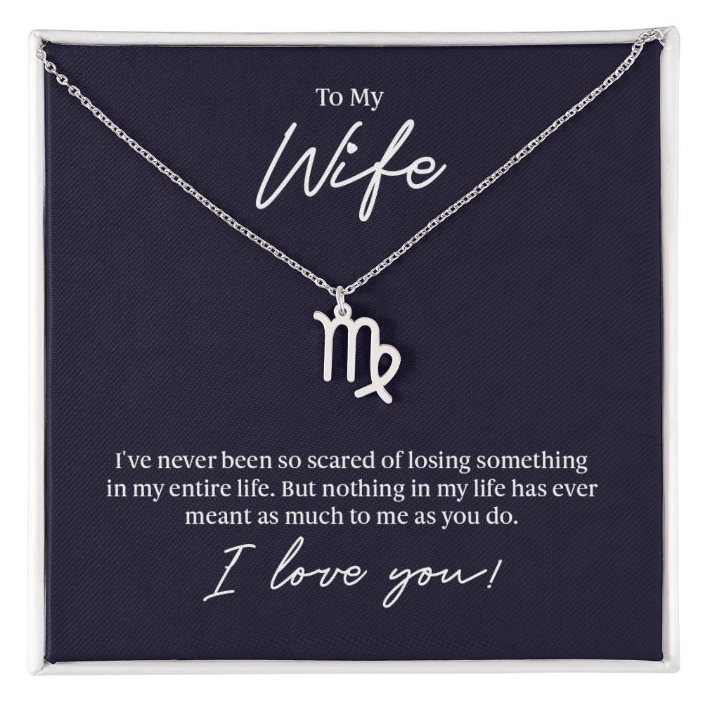 To My Wife Loss Sympathy Virgo  Zodiac Necklace Silver Tone Standard Box